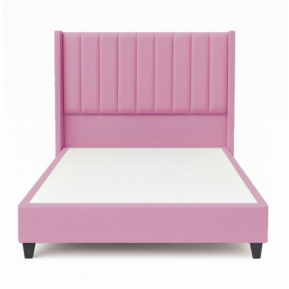 Cama Tapizada Confort Lineal Rosado 2 Plazas