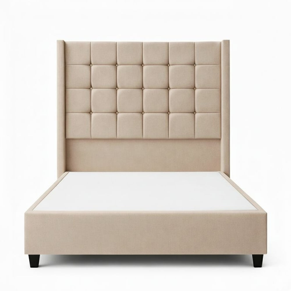 Cama Tapizada Confort Cubo Beige 2 Plazas