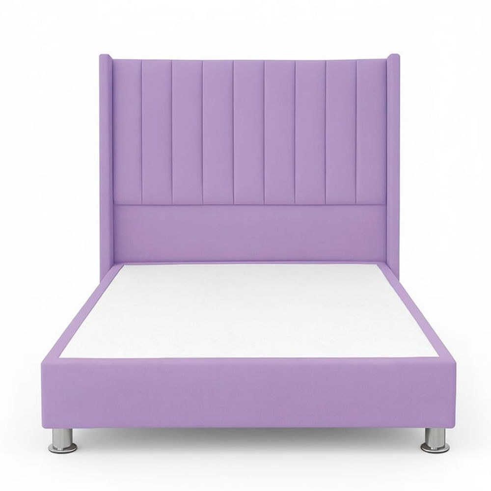 Cama Tapizada Confort Lineal Cromo Lila 2 Plz