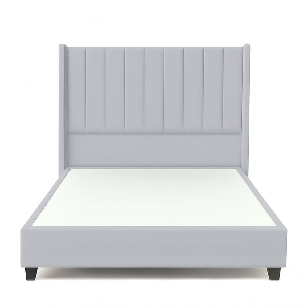Cama Tapizada Confort Lineal Gris Claro 2 Plazas