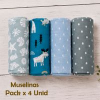 Manta Muselina para Bebé Bambú y Algodón Pack x 4 Unidades SMT26
