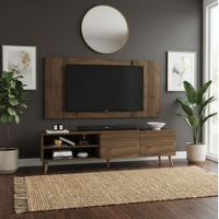Centro de Entretenimiento 65 Caxias Mesa de TV y Panel Movenda Gales con Patas de Madera