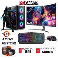 Computadora Pc Gamer Ryzen 7-5700G  Ram 16GB  Disco SSD  500GB Monitor 27  FHD