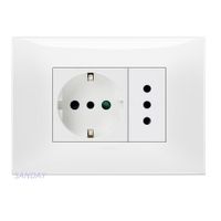 TOMACORRIENTE DOBLE 1 SCHUKO Y 1 3 EN LINEA NEVE UP PLACA BLANCA Y DADOS BLANCOS VIMAR