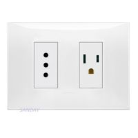 TOMACORRIENTE DOBLE 1 3 EN LINEA Y 1 AMERICANO NEVE UP PLACA BLANCA Y DADOS BLANCOS VIMAR