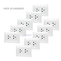 TOMACORRIENTE DUPLEX UNIVERSAL CON TIERRA PACK 10 UNIDADES NEVE UP PLACA BLANCA Y DADO BLANCO VIMAR