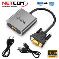 Convertidor VGA Macho a HDMI Hembra Netcom Full HD Audio y Video 1080P