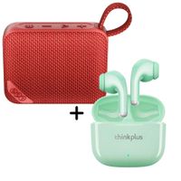 Combo Parlante QCY SP2 Rojo 5W  Audífonos Lenovo LP40 Pro Verde