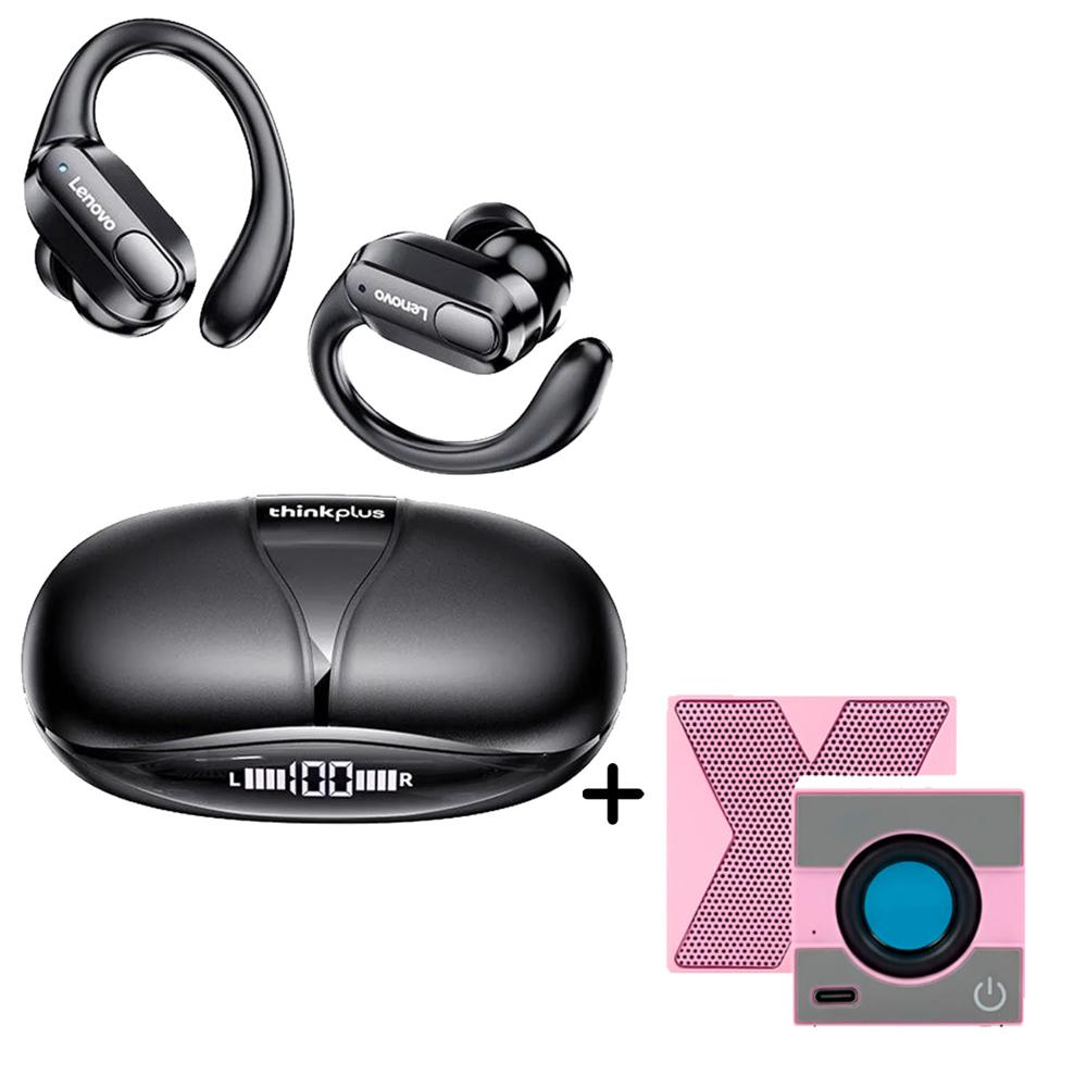 Combo Audífonos Lenovo XT80 Negro Bluetooth 5.3  Parlante X1 Negro