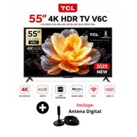 Televisor TCL 55 UHD 4K Smart GOOGLE TV 55V6C y Antena digital