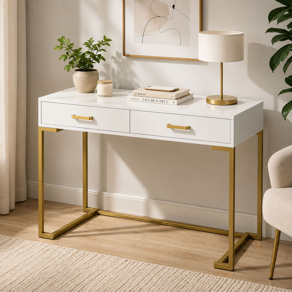 Escritorio Contemporáneo Golden Kamoneé Ventitas Home Blanco