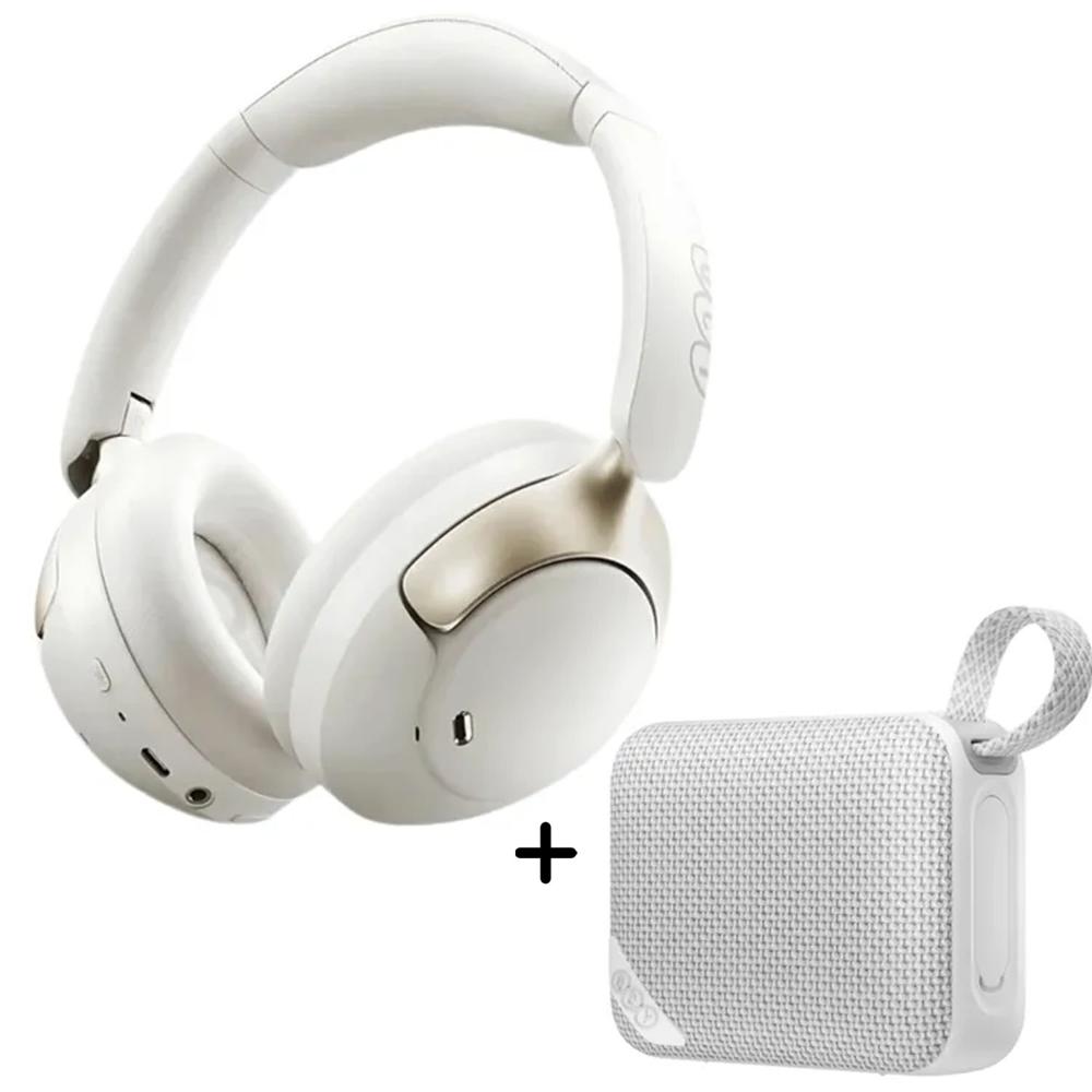 Combo QCY Audífonos H3 Pro Blanco ANC  Parlante SP2 Gris
