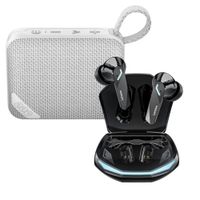 Combo Parlante QCY SP2 Gris -  Audífonos Lenovo GM2 Pro Negro