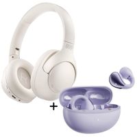 Combo QCY Audífonos H3 Blanco ANC - Crossky C30 Púrpura