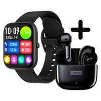 Combo Smartwatch Vidvie SW1618 Negro  -  Audífonos Lenovo LP40 Pro Negro