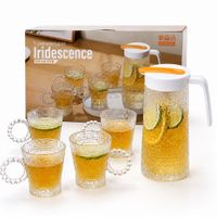 Juego de Jarra y 4 Vasos de Vidrio
