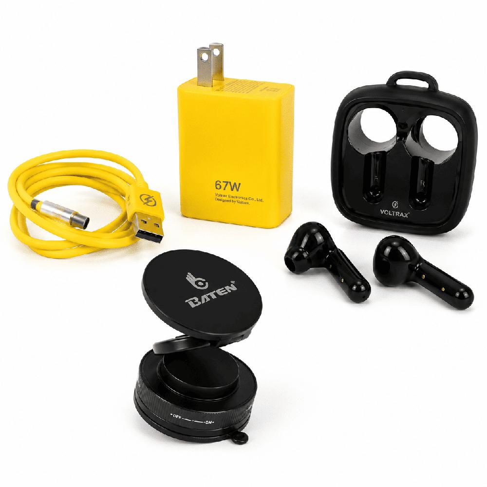 Combo Audífonos y Cable y Cargador y Holder Mágentico