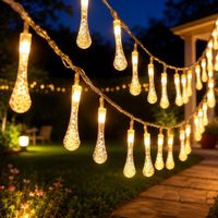 Luces Navideñas LED Tipo Gota 50 Metros Blanco Cálido con 8 Modos para Decoración de Espacios