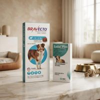 Antiparasitario y desparasitante Bravecto y Endal Plus 20 a 40 kg. Pack de Bienestar Total