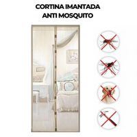 Cortina Malla Imantada Antimosquitos Zancudos Mosquitera 210x100cm Crema