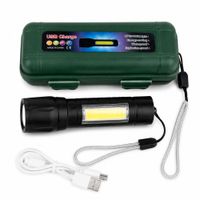 Linterna LED Recargable USB Multifunción Potente con Luz COB Estuche y Correa