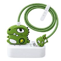 CASE PROTECTOR DINOSAURIO VERDE PARA CARGADOR IPHONE