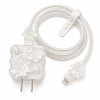 CASE PROTECTOR DE FLORES BLANCAS PARA CARGADOR IPHONE