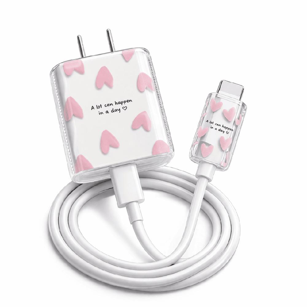 CASE PROTECTOR CORAZONES PARA CARGADOR IPHONE