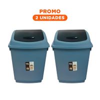 Pack2 Tacho Vaiven de Basura con Tapa en Azul y Capacidad Practica 10L