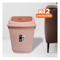 Pack12 Deposito Marron para Basura con Tapa Vaiven Funcional 15L Y Papel Regalo