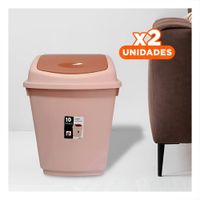 Pack2 Tacho Marron de Basura con Tapa Vaiven y Almacenamiento 10L Y Regalo Sticker