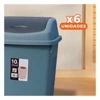 Pack6 Contenedor Azul para Basura con Tapa Vaiven Funcional 10L Y Papel Regalo