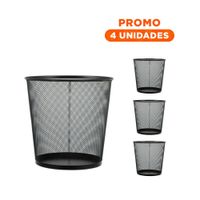 Pack4 Cesto de basura negro metalico circular para sala oficina y cocina Y Regalo Sticker