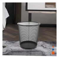 Contenedor de basura negro metalica circular para oficina dormitorio y sala Y notas