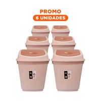 Pack6 Contenedor de Basura con Sistema Vaiven Marron 10L