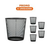 Pack6 Bote de basura negro metalico redonda para cocina dormitorio y hogar
