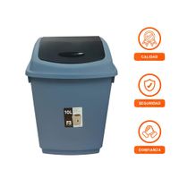 Recipiente con Tapa Vaiven para Basura Color Azul 10L Y Ligas Regalo