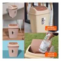 Recipiente de Basura con Tapa Vaiven Color Marron y Capacidad 15L