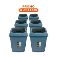 Pack6 Contenedor de Basura con Sistema Vaiven Azul 10L