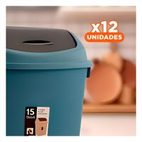 Pack12 Deposito Azul para Basura con Tapa Vaiven Funcional 15L Y Papel Regalo