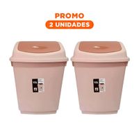 Pack2 Tacho Vaiven de Basura con Tapa en Marron y Capacidad Practica 10L