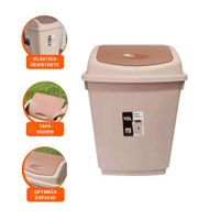 Recipiente con Tapa Vaiven para Basura Color Marron 10L Y Ligas Regalo