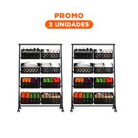 Pack2 Centro Organizador con 4 Niveles y 8 Bandejas para Hogar Moderno Negro