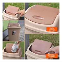 Recipiente de Basura con Tapa Vaiven Color Marron y Capacidad 10L