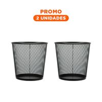 Pack2 Cesto de basura negro metalica redondo para cocina sala y oficina