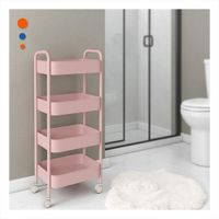 Solucion movil de 4 niveles con ruedas y asas para hogar metal rosado Y Papel Regalo