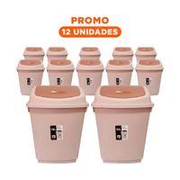 Pack12 Deposito de Basura Vaiven Color Marron para Uso Diario 10L Y Regalo Sticker