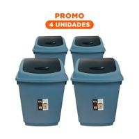 Pack4 Contenedor Vaiven para Basura con Tapa Azul y Uso Diario 10L Y Regalo Sticker