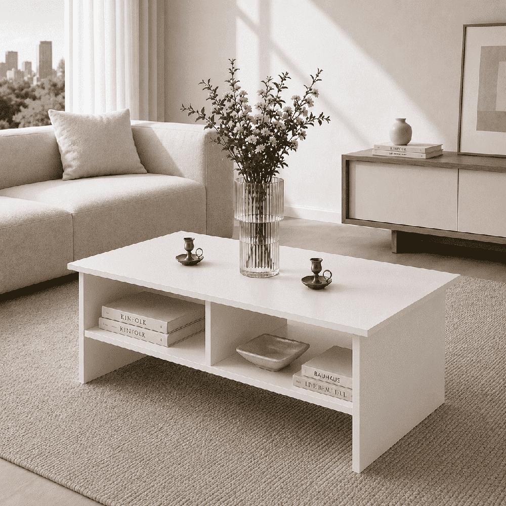 Mesa de centro rectangular Kova color blanco Muebleo.pe