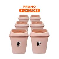 Pack6 Contenedor de Basura con Sistema Vaiven Marron 15L